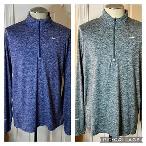 EUC Lot of 2 Men's Nike Dri-Fit Half Zip Pullover Shirts Blue & Green Size XL